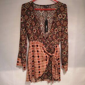 NWT Fashion Nova Maddie Tapestry Mini Multi Colored Lightweight Dress